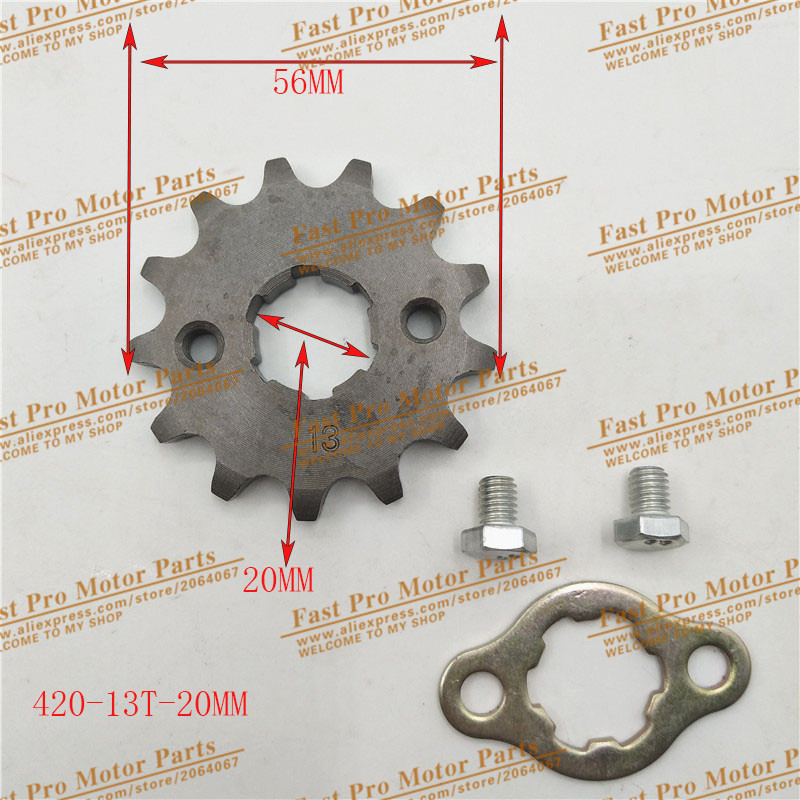 420 Chain 13T 17MM 20MM μπροστινό γρανάζι κινητήρα οδοντωτός προσαρμογή μοτοσικλέτας ATV Gokart 50cc 70cc 90cc 110c 125cc Pit Dirt Bike