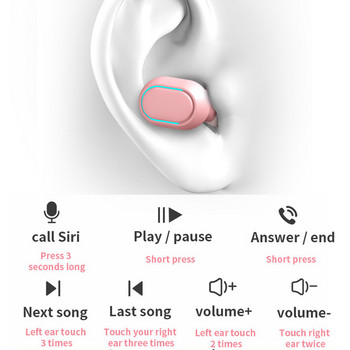 E7S Bluetooth слушалка V5.0 Безжична TWS слушалка Сензорно управление HiFi Музика в ухото Слушалки с микрофон Слушалка за повикване