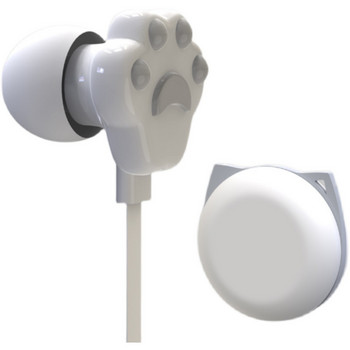 1 бр. Нова прекрасна сладка анимационна котешка лапа 3,5 мм слушалка за поставяне в ухото с въртящ се калъф и микрофон