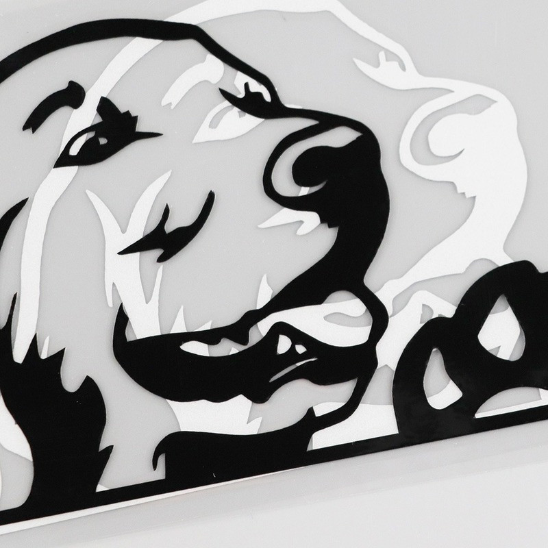 Juodos/sidabrinės spalvos kūrybingas auksaspalvio retriverio šuo, žvilgčiojantis vinilinis automobilio puošybos lipdukas 17.2CMX7.1CM