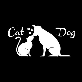 Любовно приятелство между кучета и котки Винилови стикери за кола 15CM*7.2CM