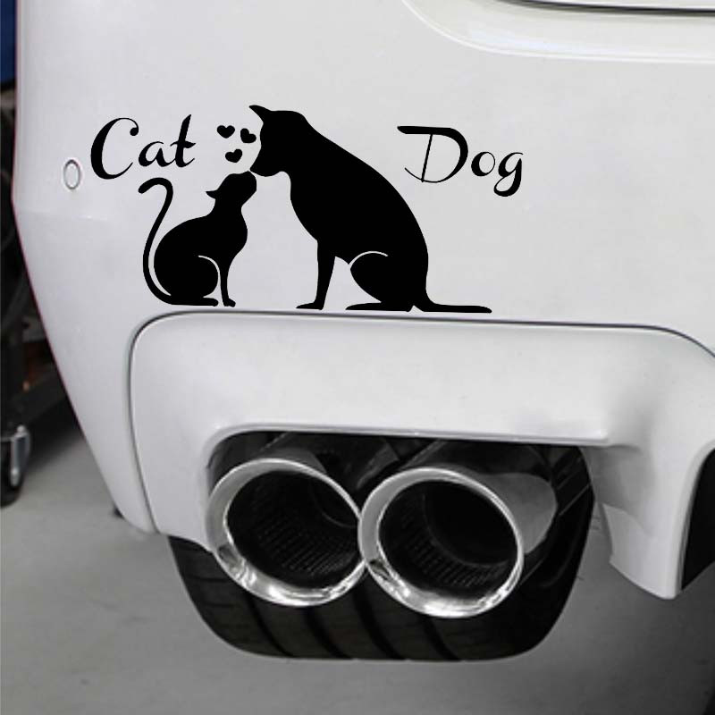 Meilės draugystė tarp šunų ir kačių Viniliniai automobilių lipdukų lipdukai 15cm*7,2cm