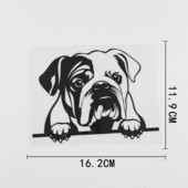 Juodas/sidabrinis linksmas anglų buldogas, žvilgčiojantis šuo, vinilinis automobilio lipdukas su automobilio stiliumi dekoruotas 16.2CMX11.9CM