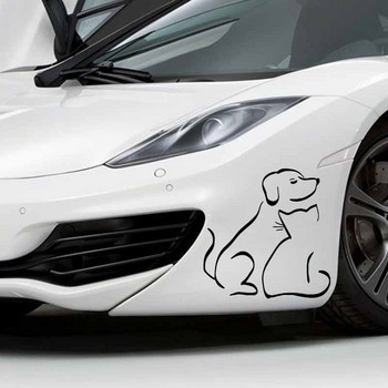 Αυτοκόλλητο αυτοκινήτου Ενδιαφέρουσα διακόσμηση παραθύρου με αυτοκόλλητα βινυλίου σκύλου και γάτας 14,5Χ14,9 εκ.