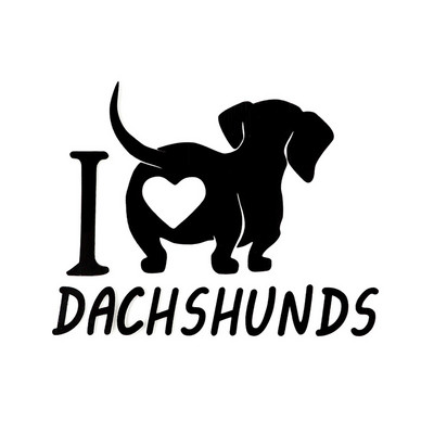 14.8CMX11.5CM Jautri I love Dachshunds Vinila dzīvnieku auto uzlīme Melns/sudrabs Dodge uzlīmei