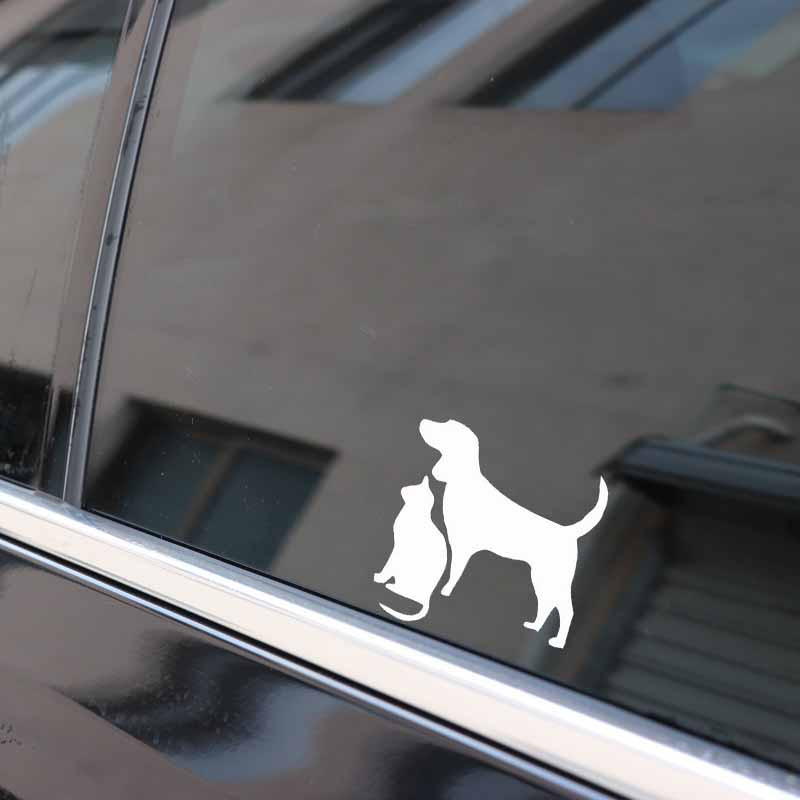 12,8 CM * 12,4 CM Pisică Câine Drăguț Pisicuță Cățeluș Pet Art Autocolante auto Autocolante din vinil Negru Argintiu pentru autocolante Volkswagen