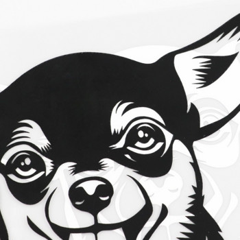 Μαύρο/Ασημί αυτοκόλλητο αυτοκινήτου Chihuahua Peeking Dog Vinyl Decal Styling Car Decoration 17,2CMX13,9CM