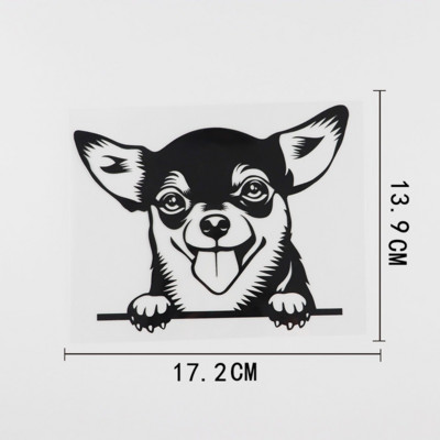 Μαύρο/Ασημί αυτοκόλλητο αυτοκινήτου Chihuahua Peeking Dog Vinyl Decal Styling Car Decoration 17,2CMX13,9CM