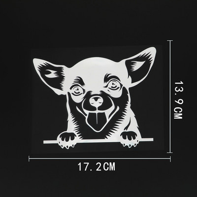 Μαύρο/Ασημί αυτοκόλλητο αυτοκινήτου Chihuahua Peeking Dog Vinyl Decal Styling Car Decoration 17,2CMX13,9CM