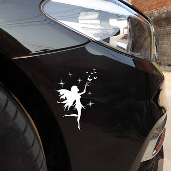 Αυτοκόλλητο αυτοκινήτου Fairy Butterfly Αφαιρούμενο Decal Art Decal Βινύλιο Μαύρο/Ασημί 13CM*16,9CM