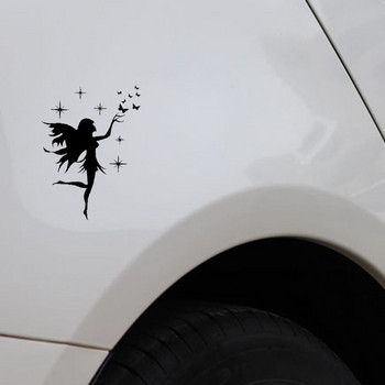 Αυτοκόλλητο αυτοκινήτου Fairy Butterfly Αφαιρούμενο Decal Art Decal Βινύλιο Μαύρο/Ασημί 13CM*16,9CM