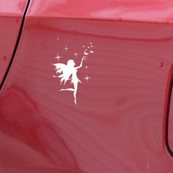 Αυτοκόλλητο αυτοκινήτου Fairy Butterfly Αφαιρούμενο Decal Art Decal Βινύλιο Μαύρο/Ασημί 13CM*16,9CM