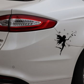 Αυτοκόλλητο αυτοκινήτου Fairy Butterfly Αφαιρούμενο Decal Art Decal Βινύλιο Μαύρο/Ασημί 13CM*16,9CM