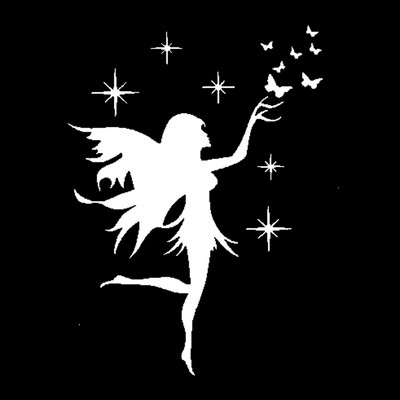 Autocolant pentru mașină Zână Fluture Decal detașabil Art Decor Vinil negru/argintiu 13CM*16.9CM