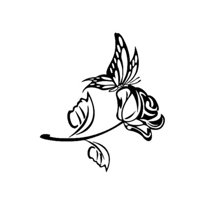 Nifty Butterfly and Rose Delicate Vinüül Decal autokleebis must/hõbedane 15cm*16,7cm