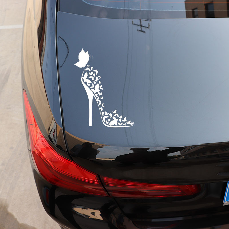 Fashion Butterfly Decor Vinyl Autocolant pentru mașină Motocicletă Negru/argintiu 13cm*17.1cm