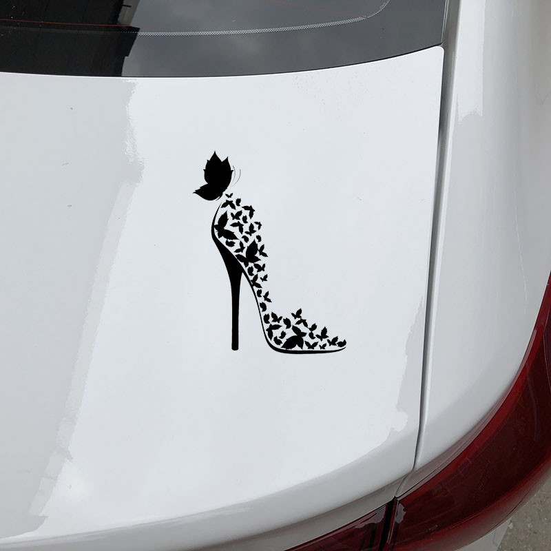 Fashion Butterfly Decor Vinyl Autocolant pentru mașină Motocicletă Negru/argintiu 13cm*17.1cm