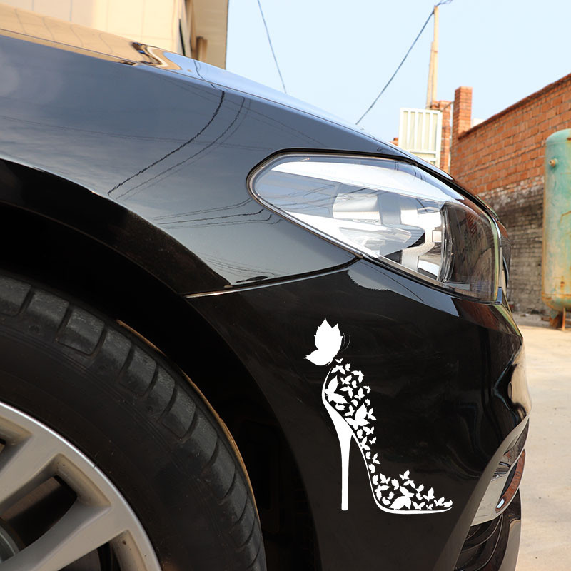 Fashion Butterfly Decor Vinyl Autocolant pentru mașină Motocicletă Negru/argintiu 13cm*17.1cm