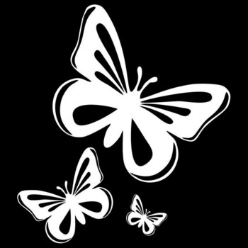 Черни/сребърни красиви пеперуди Модни винилови стикери за кола Животни Стикери за стил на кола 15.2*17CM