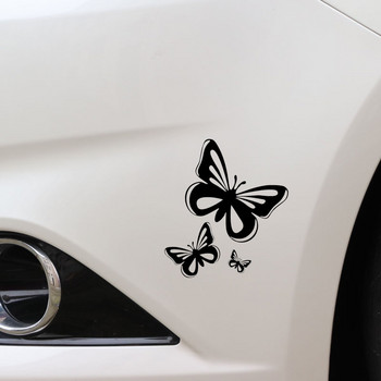 Черни/сребърни красиви пеперуди Модни винилови стикери за кола Животни Стикери за стил на кола 15.2*17CM
