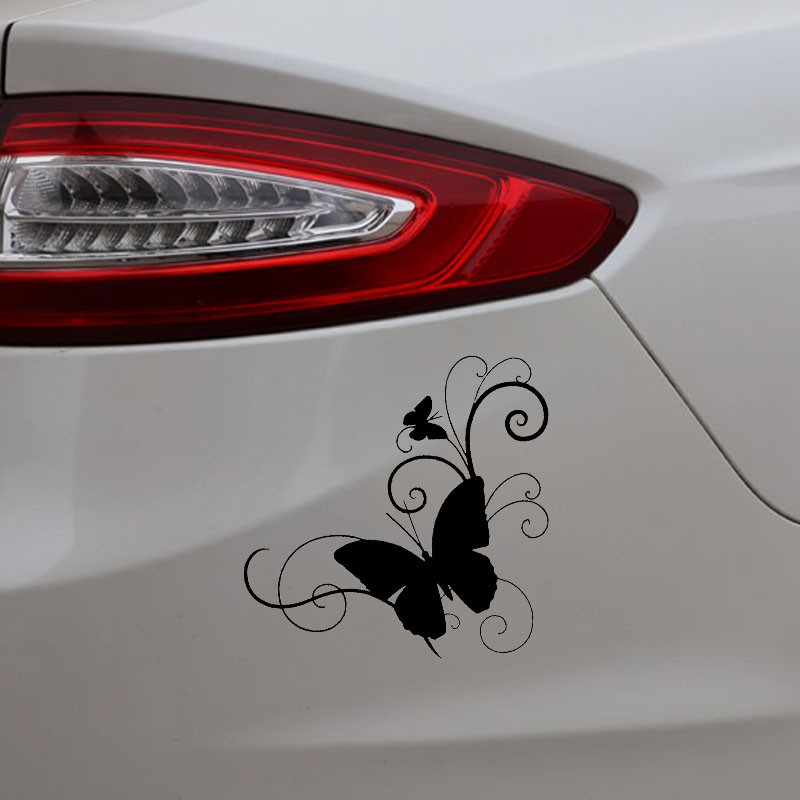 Butterfly Personality autostiiliga vinüülkleebised Must/hõbedane 15,2cm*16,6cm