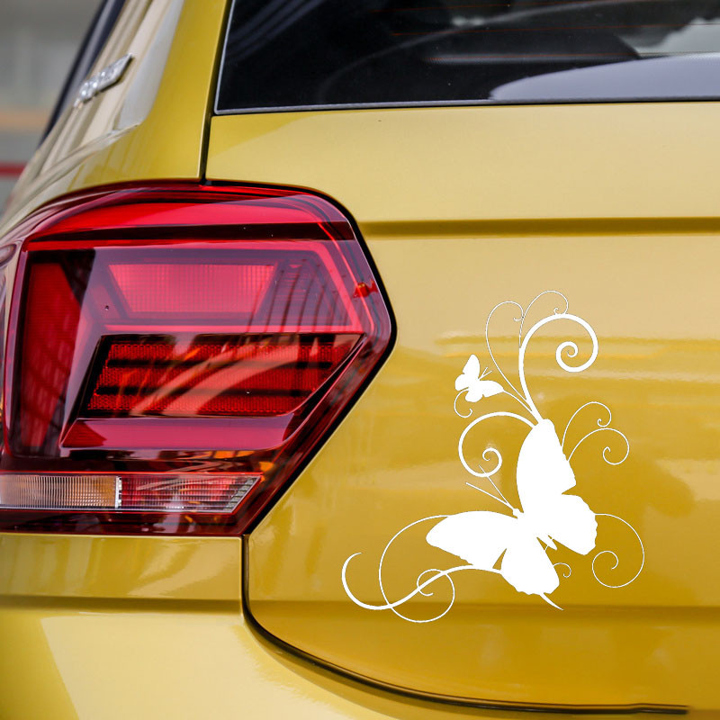 Butterfly Personality autostiiliga vinüülkleebised Must/hõbedane 15,2cm*16,6cm