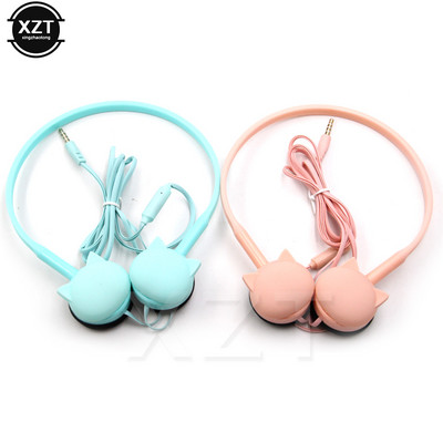Cute Cat Colored Stereo Pink Headphones Headset Earphones for Samsung Xiaomi MP3 Kids Students Birthday Gifts With Retail Box