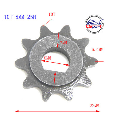 10 11 12 Hammas 10T 11T 12T 25H T8F D Tüüp 8MM 10MM Raseerija EVO X-Treme IZIP E Rollermootori ketiratas MY1020