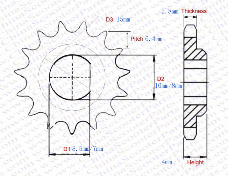 10 11 12 Hammas 10T 11T 12T 25H T8F D Tüüp 8MM 10MM Raseerija EVO X-Treme IZIP E Rollermootori ketiratas MY1020
