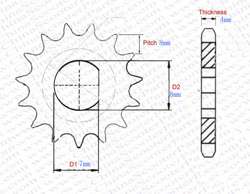 10 11 12 Hammas 10T 11T 12T 25H T8F D Tüüp 8MM 10MM Raseerija EVO X-Treme IZIP E Rollermootori ketiratas MY1020