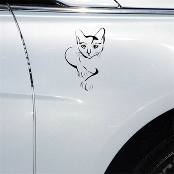 7.9CM*13.8CM Cat Pet Animal Vinyl Decal Car Sticker Decor Black Silver за Lada стикер