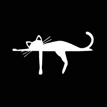 Αυτοκόλλητο 15,9X8,4 εκ. Βινυλίου Χαριτωμένο Όνειρο Ζώου Γάτας Αυτοκόλλητο Αυτοκόλλητο Αυτοκινήτου, Χαρούμενα Κάρουν Μαύρο/Ασημί για Daewoo