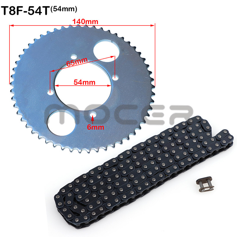 Mootorratta T8F 54T hammas 26mm 29mm 35mm 54mm tagakett ketiratas T8F 136link ketid 47cc 49cc Pocket Bike Mini Moto Quad ATV jaoks