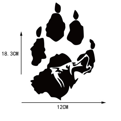 1 buc autocolant autocolante de vinil cu imprimare individuală a labei de lup 12X18,3 CM