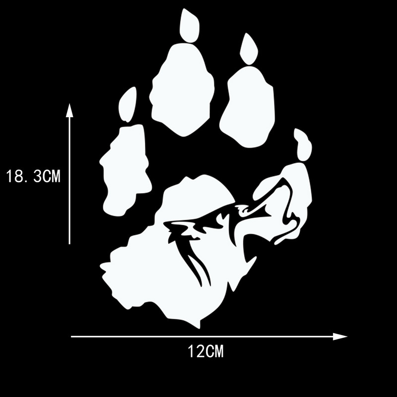 1 buc autocolant autocolante de vinil cu imprimare individuală a labei de lup 12X18,3 CM