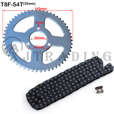 T8F-54T ķēdes plāksne 26mm 29mm 35mm 54mm aizmugurējā ķēde ķēdes rats T8F 136saitu ķēde 47cc 49cc Pocket Bike Mini Moto Quad ATV