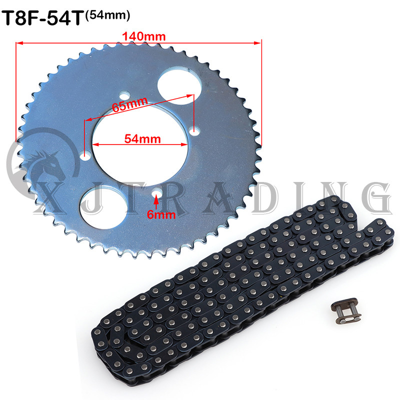 T8F-54T grandinės plokštė 26 mm 29 mm 35 mm 54 mm galinė grandinės žvaigždutė T8F 136 grandžių grandinė skirta 47 cc 49 cc kišeniniam dviračiui Mini Moto Quad ATV