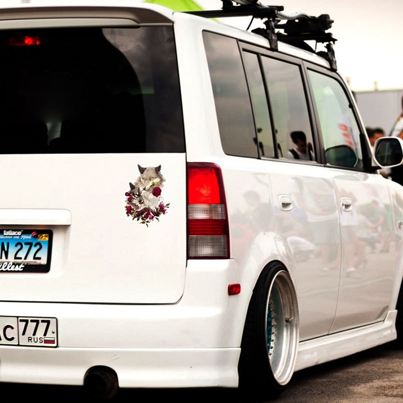 1 buc. autocolante de lup trandafir pe mașină, vinil impermeabil, accesorii amuzante pentru autocolante pentru mașini universale