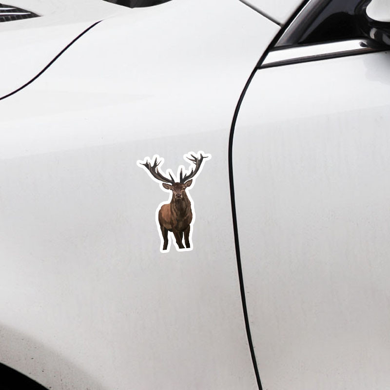 12x8 cm animacinis gyvūnas elnias automobilio lipdukas Kūrybinis lipdukas ant lango sunkvežimio kemperio gitara Naujovė, įbrėžimams atspari apdaila, grafinė PVC