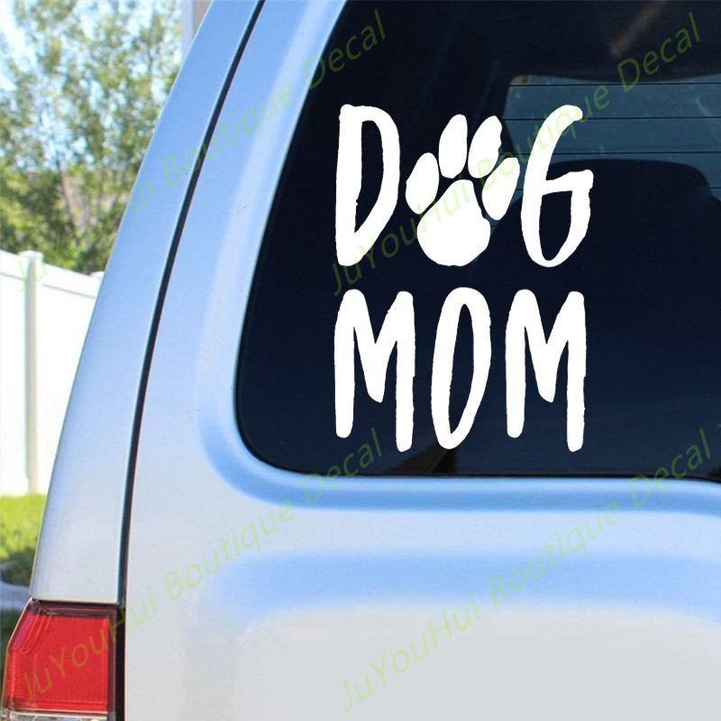 JuYouHui välistarvikud Kleebised Dog Mom Vinüülautokleebised Veekindlad autodekoratsioonid auto kere põrkeraua tagaakna sülearvutil