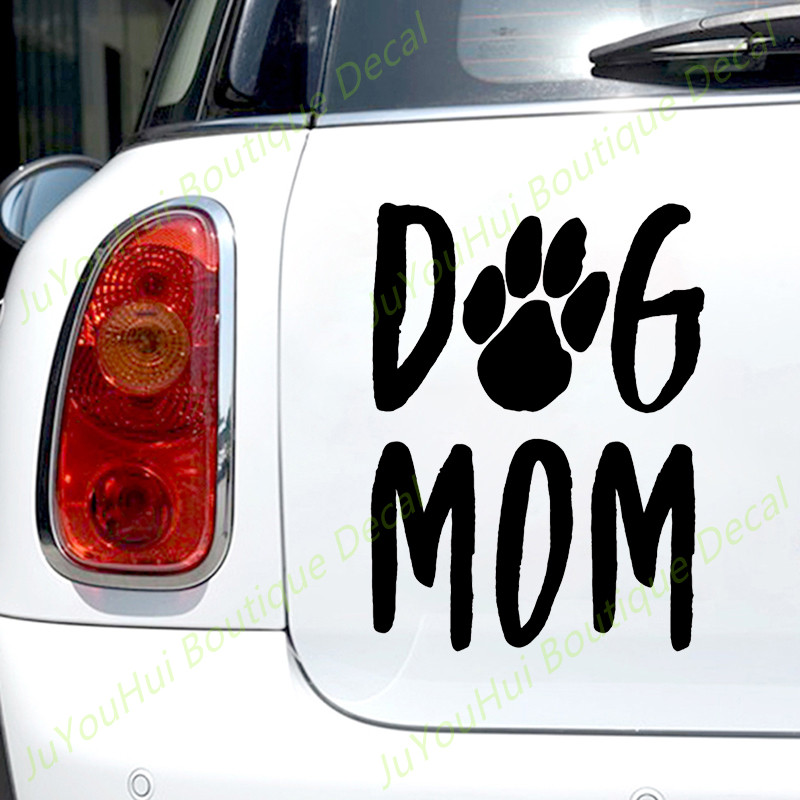 JuYouHui välistarvikud Kleebised Dog Mom Vinüülautokleebised Veekindlad autodekoratsioonid auto kere põrkeraua tagaakna sülearvutil