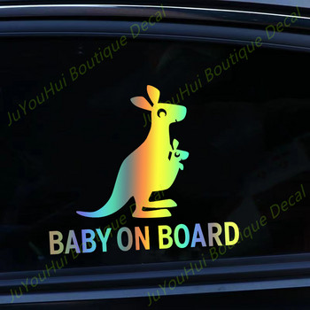JuYouHui Аксесоари за екстериор Декал Кенгуру Бебе на борда Винилови стикери за кола Водоустойчиви автомобилни декори върху прозореца на бронята на автомобила