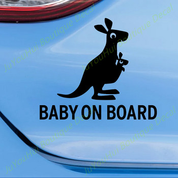Εξωτερικά αξεσουάρ JuYouHui Decal Kangaroo Baby on Board Αυτοκόλλητα αυτοκινήτου βινυλίου αδιάβροχα διακοσμητικά αυτοκινήτων σε παράθυρο προφυλακτήρα αμαξώματος αυτοκινήτου