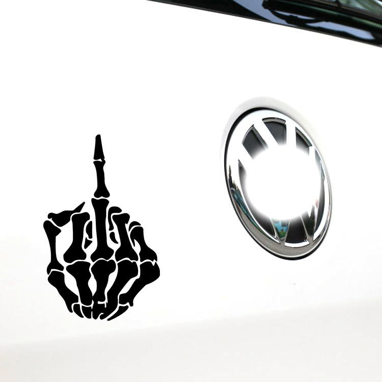 Kuuma peegeldavad SKULL keskmise sõrme autokleebised ja autoakna dekoratiivkleebis akna pagasiruumi vinüülist stiilis KK PVC15*10cm