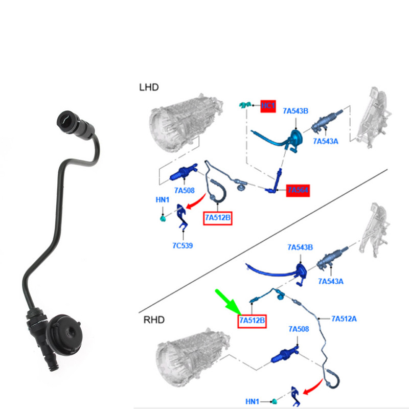 Furtun de tub cilindru principal ambreiaj pentru FORD RANGER T6 MK1 Tub de ambreiaj RHD EB3G-7A512-BA 1895958 Adaptor rulment de eliberare a ambreiajului