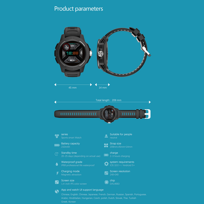 SmartWatch Sport HT6 veekindel välitreeningu režiimid naistele meestele mood Nutikell südame löögisageduse une jälgimine Android IOS-ile