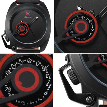 SH446 Tawny SHARK Αθλητικό ρολόι Red Date Crown Guard Σχέδιο Ανδρικά πολυτελή ρολόγια χειρός από γνήσιο δέρμα Ανδρικά ρολόγια Quartz Relogio