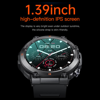 K56PRO 400 mA Смарт часовник за мъже, монитор за сърдечен ритъм, кръвно налягане, съвместим с Bluetooth 5.0 разговор, фитнес тракер, спортен смарт часовник