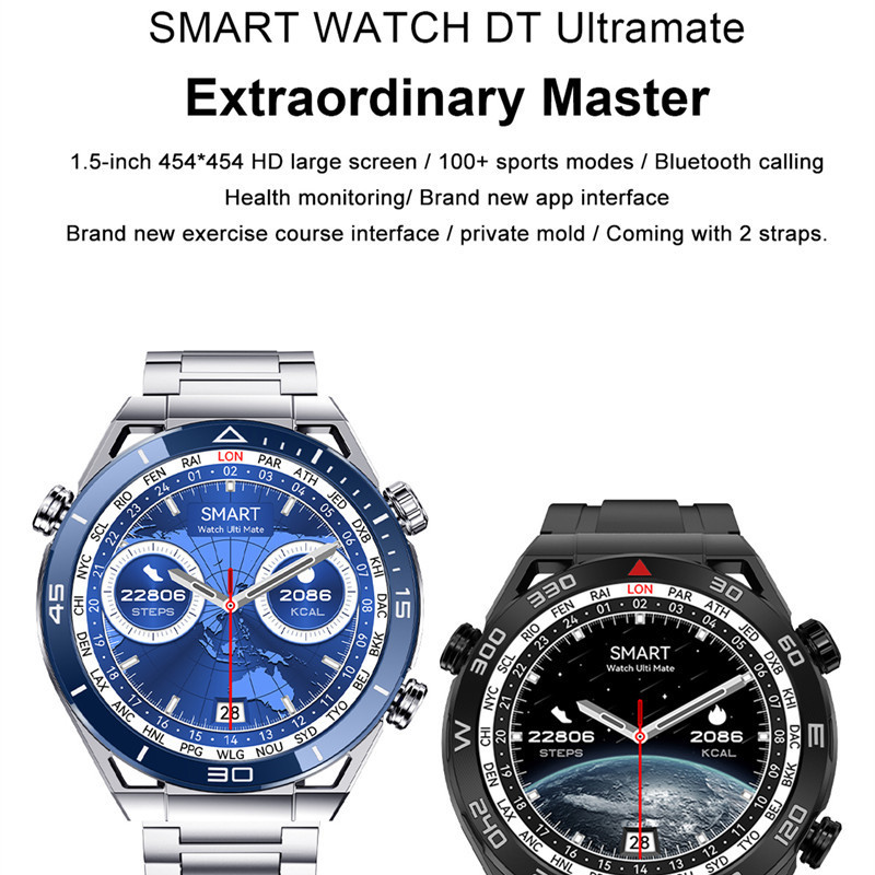 Ceas inteligent DT Ultra Mate Men Business NFC Încărcare fără fir BT Call Busolă Ecran HD de 1,5 inchi Smartwatch Sport Tracker