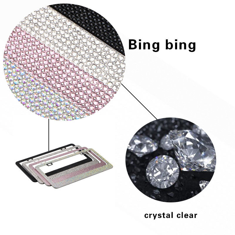 4 värvi USA mudeli numbrimärgi raam Bling Crystal naiste numbrimärgi raam Litsentsikaane hoidik Rhinestone auto juhiloa raam
